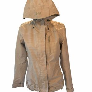 Helly Hansen Women's Beige Hooded Waterproof Jacket Helly Tech